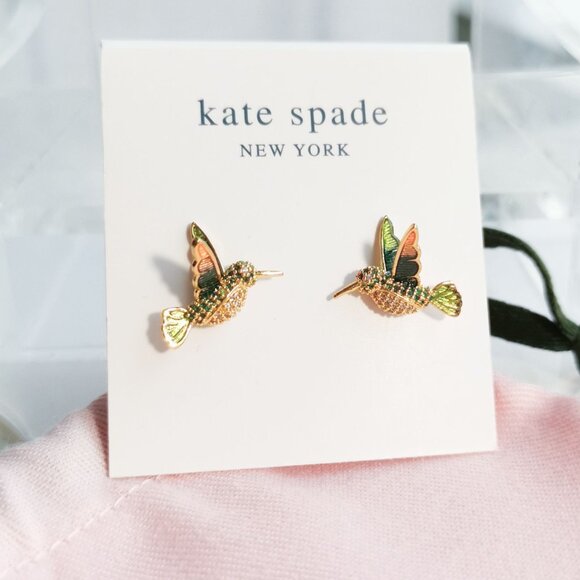 Kate Spade Dazzling Daisy Hummingbird Stud Earrings 🎀 Gold Multicolor - Picture 1 of 3